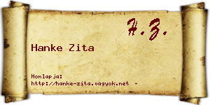 Hanke Zita névjegykártya